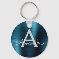 Monograma de acero inoxidable falso moderno azul