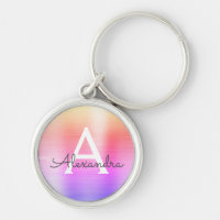 Monograma de acero inoxidable falso rosa y púrpura