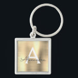 Llavero Monograma de acero inoxidable Gold Faux de lujo<br><div class="desc">Cadena De Claves Elegante Metálica De Acero Inoxidable De Lujo De Oro. Estas cadenas de claves se pueden personalizar para incluir su nombre inicial y su nombre de pila. Estas cadenas de claves hacen grandes favores de cumpleaños,  ducha de novia o fiesta de soltera.</div>