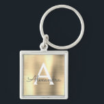 Llavero Monograma de acero inoxidable Gold Faux de lujo<br><div class="desc">Cadena De Claves Elegante Metálica De Acero Inoxidable De Lujo De Oro. Estas cadenas de claves se pueden personalizar para incluir su nombre inicial y su nombre de pila. Estas cadenas de claves hacen grandes favores de cumpleaños,  ducha de novia o fiesta de soltera.</div>