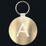 Llavero Monograma de acero inoxidable Gold Faux de lujo<br><div class="desc">Cadena De Claves Elegante Metálica De Acero Inoxidable De Lujo De Oro. Estas cadenas de claves se pueden personalizar para incluir su nombre inicial y su nombre de pila. Estas cadenas de claves hacen grandes favores de cumpleaños,  ducha de novia o fiesta de soltera.</div>