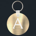Llavero Monograma de acero inoxidable Gold Faux de lujo<br><div class="desc">Cadena De Claves Elegante Metálica De Acero Inoxidable De Lujo De Oro. Estas cadenas de claves se pueden personalizar para incluir su nombre inicial y su nombre de pila. Estas cadenas de claves hacen grandes favores de cumpleaños,  ducha de novia o fiesta de soltera.</div>