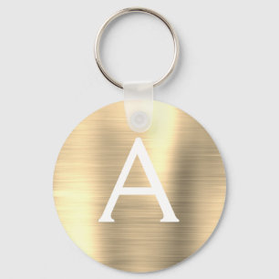 Llavero Monograma de acero inoxidable Gold Faux de lujo