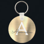 Llavero Monograma de acero inoxidable Gold Faux de lujo<br><div class="desc">Cadena De Claves Elegante Metálica De Acero Inoxidable De Lujo De Oro. Estas cadenas de claves se pueden personalizar para incluir su nombre inicial y su nombre de pila. Estas cadenas de claves hacen grandes favores de cumpleaños,  ducha de novia o fiesta de soltera.</div>
