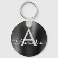 Monograma de acero inoxidable negro moderno Faux