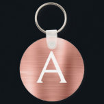 Llavero Monograma de Acero Inoxidable Rosa Faux<br><div class="desc">Cláusula elegante metálica de acero inoxidable rosa rosa de oro Faux. Estas cadenas de claves se pueden personalizar para incluir su nombre inicial y su nombre de pila. Estas cadenas de claves hacen grandes favores de cumpleaños,  ducha de novia o fiesta de soltera.</div>