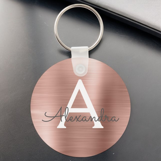 Llavero Monograma de Acero Inoxidable Rosa Faux (Subido por el creador)