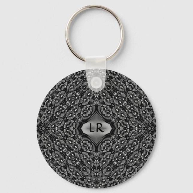 Llavero Monograma de caleidoscopio floral (Anverso)