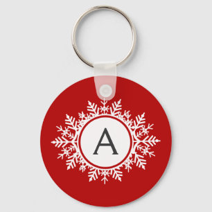 Llavero Monograma de copo de nieve blanco organizado en ro