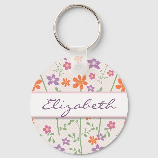 Llavero Monograma de diseño de patrones florales de moda (Anverso)