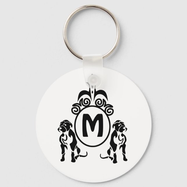 Llavero Monograma de dos perros guardianes (Anverso)