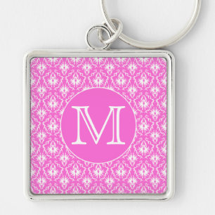 Llavero Monograma de encargo. Modelo blanco y rosado del