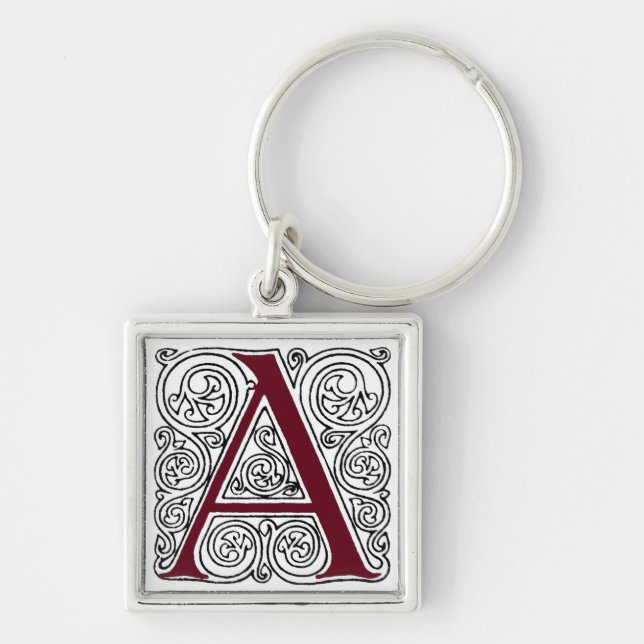 Llavero Monograma De Escarlata "A" Con Swirls - Keychain (Frente)
