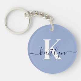 Llavero Monograma de escritura azul moderno