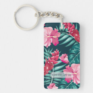 Llavero Monograma de flores de verano exóticas