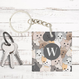 Llavero Monograma de gatos Personalizados