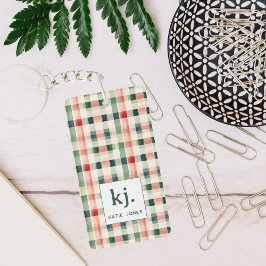 Llavero Monograma de Gingham Evergreen Suave