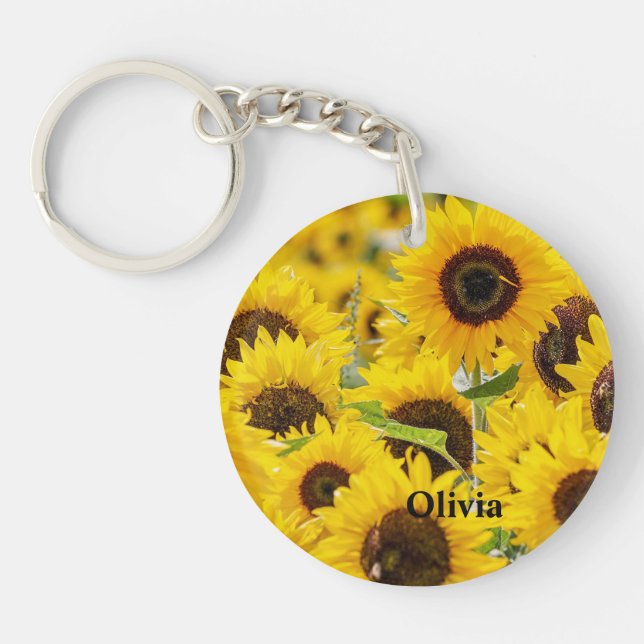 Llavero Monograma de girasol personalizado (Frente)