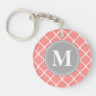 Llavero Monograma de gris rosado del Entramado marroquí de
