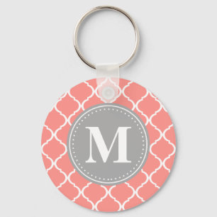 Llavero Monograma de gris rosado del Entramado marroquí de