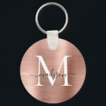 Llavero Monograma de guion Metalizado con guion de oro ros<br><div class="desc">Cadena de claves de monograma con guion Metalizado con guion de oro rosa</div>
