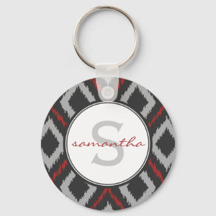 Llavero Monograma de Ikat Rojo