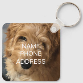 Llavero monograma de información de contacto del nombre de