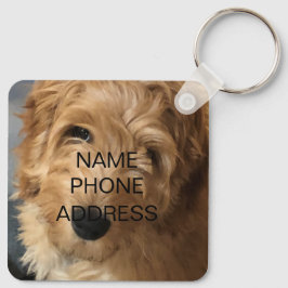 Llavero monograma de información de contacto del nombre de