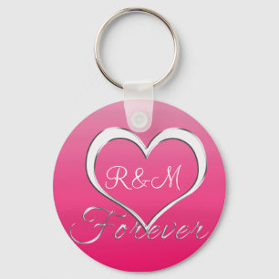 Llavero Monograma de Iniciales del Corazón Pareja