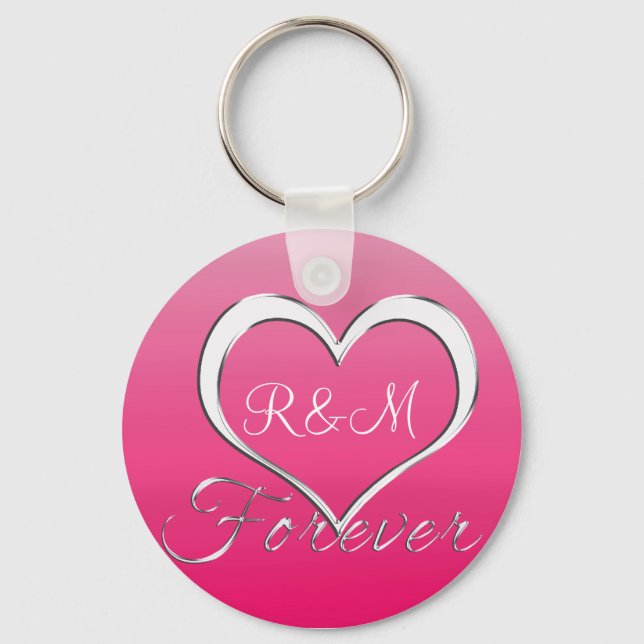 Llavero Monograma de Iniciales del Corazón Pareja (Anverso)