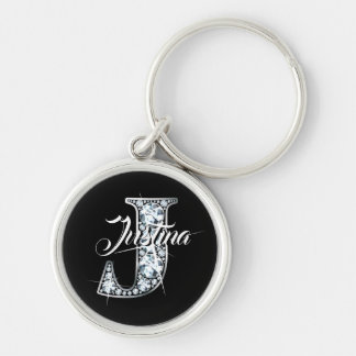 Llavero Monograma de J Faux Diamond Bling