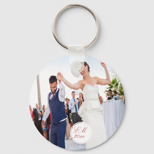 Llavero Monograma de la boda elegante fotográfica (Anverso)