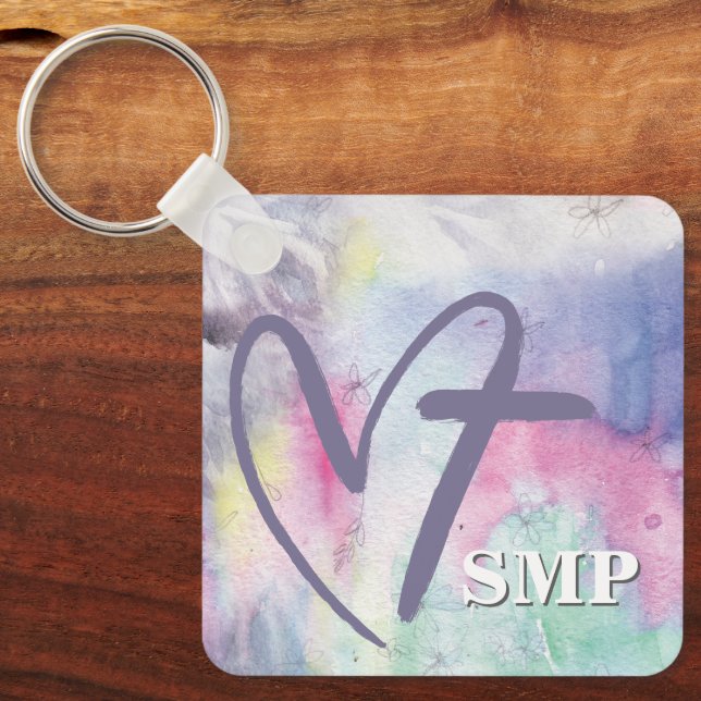 Llavero Monograma de la Cruz del Corazón de las Acuarelas  (Anverso)