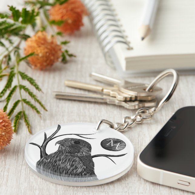 Llavero Monograma de la luna llena del halcón (Frente Derecha)