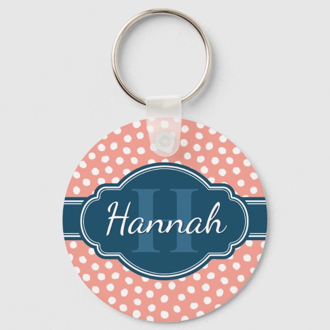 Llavero Monograma de la Marina de Patrón Blanco Rosa (Anverso)