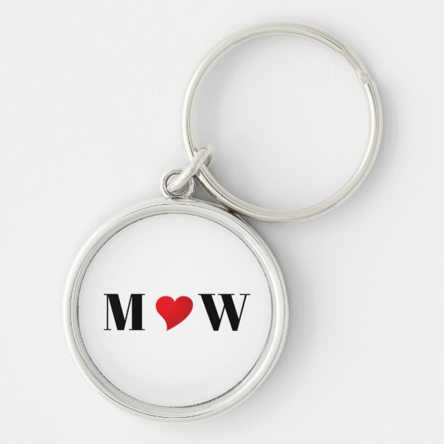 Llavero Monograma de la pareja de personalizados de corazó (Frente)