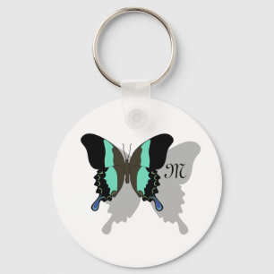 Llavero Monograma de la sombra de la mariposa de aves