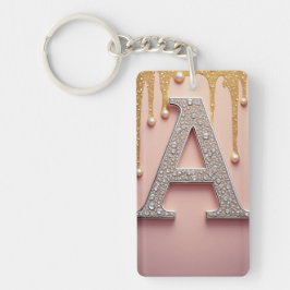 Llavero Monograma de letra A de diamantes de lujo con gota