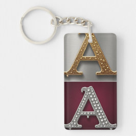 Llavero Monograma de letra A dorada y plateada