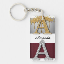 Llavero Monograma de letra A en oro y plata