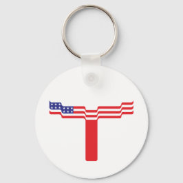 Llavero Monograma de letra T con bandera americana