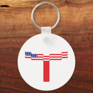 Llavero Monograma de letra T con bandera americana