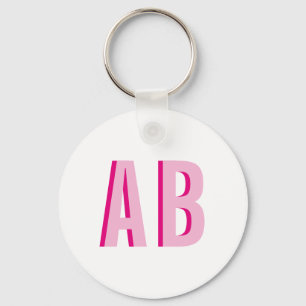 Llavero Monograma de letras negrita apiladas rosadas 2