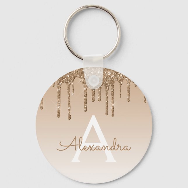 Llavero Monograma de lujo Gold Purpurina y Sparkle (Anverso)