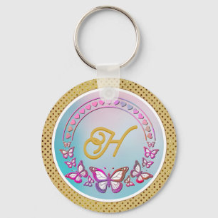 Llavero Monograma de mariposa personalizada