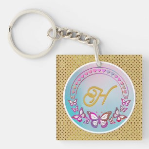 Llavero Monograma de mariposa personalizada