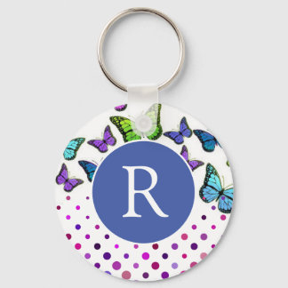Llavero Monograma de mariposas y puntos de bonito