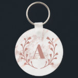 Llavero Monograma de mármol rosa Cualquier Personalizado i<br><div class="desc">Personaliza con tu propia inicial. © Gorjo Designs. Hecho para ti a través de la plataforma Zazzle.</div>