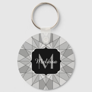Llavero Monograma de mosaico de triángulo gris negro blanc