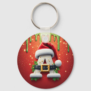Llavero Monograma de Navidad A Para Regalos de Invierno